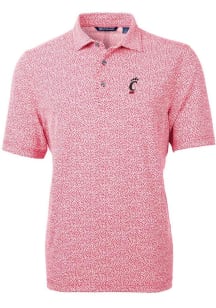 Cutter and Buck Cincinnati Bearcats Mens Red Virtue Eco Pique Botanical Short Sleeve Polo