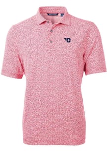 Cutter and Buck Dayton Flyers Mens Red Virtue Eco Pique Botanical Short Sleeve Polo