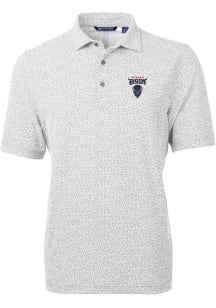 Cutter and Buck Howard Bison Mens Grey Virtue Eco Pique Botanical Short Sleeve Polo