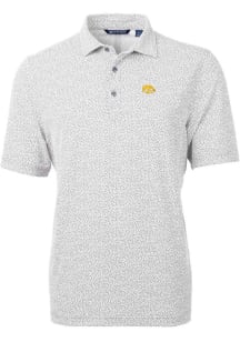 Cutter and Buck Iowa Hawkeyes Mens Grey Virtue Eco Pique Botanical Short Sleeve Polo
