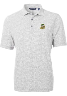 Cutter and Buck Oregon Ducks Mens Grey Virtue Eco Pique Botanical Short Sleeve Polo