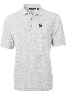 Cutter and Buck South Carolina Gamecocks Mens Grey Virtue Eco Pique Botanical Short Sleeve Polo