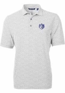 Cutter and Buck Saint Louis Billikens Mens Grey Virtue Eco Pique Botanical Short Sleeve Polo