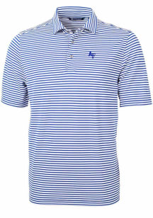 Cutter and Buck Air Force Mens Blue Virtue Eco Pique Stripe Short Sleeve Polo