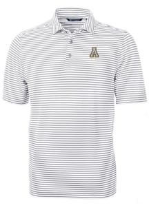 Cutter and Buck Appalachian State Mountaineers Mens Grey Virtue Eco Pique Stripe Short Sleeve Polo