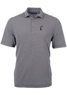 Cutter and Buck Cincinnati Bearcats Mens Black Virtue Eco Pique Stripe Short Sleeve Polo