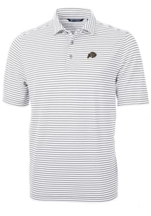 Cutter and Buck Colorado Buffaloes Mens Grey Virtue Eco Pique Stripe Short Sleeve Polo