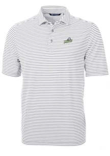 Cutter and Buck Florida Gulf Coast Eagles Mens Grey Virtue Eco Pique Stripe Short Sleeve Polo