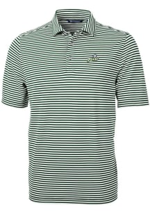 Cutter and Buck Florida Gulf Coast Eagles Mens Green Virtue Eco Pique Stripe Short Sleeve Polo