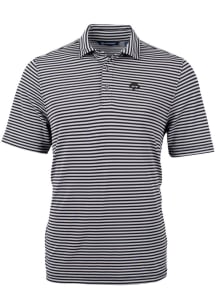 Cutter and Buck Iowa Hawkeyes Mens Black Virtue Eco Pique Stripe Short Sleeve Polo