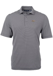 Cutter and Buck James Madison Dukes Mens Black Virtue Eco Pique Stripe Short Sleeve Polo