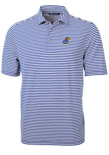 Cutter and Buck Kansas Jayhawks Mens Blue Virtue Eco Pique Stripe Short Sleeve Polo