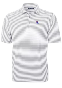 Cutter and Buck Louisiana Tech Bulldogs Mens Grey Virtue Eco Pique Stripe Short Sleeve Polo