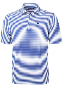 Cutter and Buck Louisiana Tech Bulldogs Mens Blue Virtue Eco Pique Stripe Short Sleeve Polo
