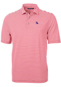 Cutter and Buck Louisiana Tech Bulldogs Mens Red Virtue Eco Pique Stripe Short Sleeve Polo