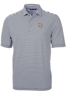 Cutter and Buck Marquette Golden Eagles Mens Navy Blue Virtue Eco Pique Stripe Short Sleeve Polo
