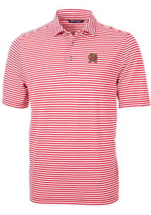 Cutter and Buck Maryland Terrapins Mens Red Virtue Eco Pique Stripe Short Sleeve Polo