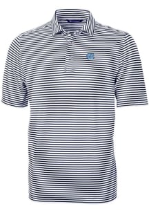 Cutter and Buck North Carolina Tar Heels Mens Navy Blue Virtue Eco Pique Stripe Short Sleeve Polo
