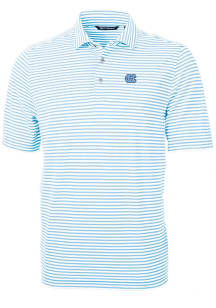 Cutter and Buck North Carolina Tar Heels Mens Blue Virtue Eco Pique Stripe Short Sleeve Polo