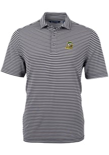 Cutter and Buck Oregon Ducks Mens Black Virtue Eco Pique Stripe Short Sleeve Polo