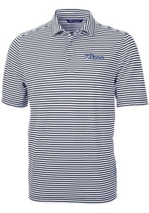 Cutter and Buck Pennsylvania Quakers Mens Navy Blue Virtue Eco Pique Stripe Short Sleeve Polo