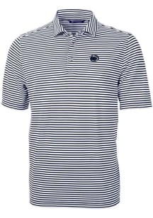 Cutter and Buck Penn State Nittany Lions Mens Navy Blue Virtue Eco Pique Stripe Short Sleeve Polo