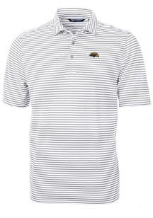 Cutter and Buck Southern Mississippi Golden Eagles Mens Grey Virtue Eco Pique Stripe Short Sleeve..