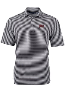 Cutter and Buck UNLV Runnin Rebels Mens Black Virtue Eco Pique Stripe Short Sleeve Polo