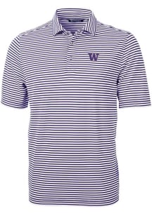 Cutter and Buck Washington Huskies Mens Purple Virtue Eco Pique Stripe Short Sleeve Polo