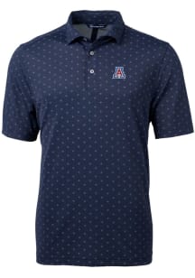 Cutter and Buck Arizona Wildcats Mens Navy Blue Virtue Eco Pique Tile Short Sleeve Fashion Polo