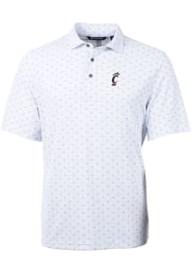 Cutter and Buck Cincinnati Bearcats Mens White Virtue Eco Pique Tile Short Sleeve Polo