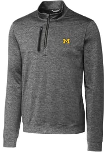 Cutter and Buck Michigan Wolverines Mens Charcoal Stealth Long Sleeve Qtr Zip Pullover