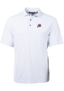 Cutter and Buck Utah Utes Mens White Virtue Eco Pique Tile Short Sleeve Polo