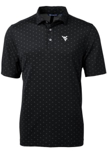 Cutter and Buck West Virginia Mountaineers Mens Black Virtue Eco Pique Tile Short Sleeve Polo