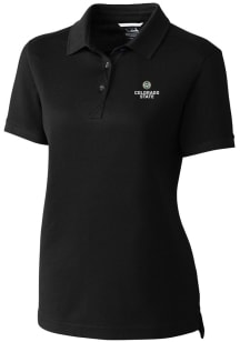 Cutter and Buck Colorado State Rams Womens Black Advantage Pique Short Sleeve Polo Shirt