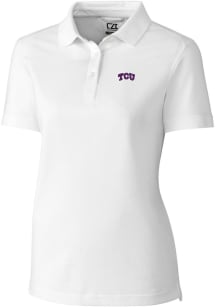 Cutter and Buck TCU Horned Frogs Womens White Advantage Pique Short Sleeve Polo Shirt