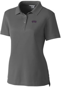 Cutter and Buck TCU Horned Frogs Womens Grey Advantage Pique Short Sleeve Polo Shirt