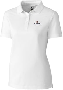 Cutter and Buck Illinois Fighting Illini Womens White Advantage Pique Short Sleeve Polo Shirt