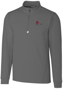 Cutter and Buck Central Missouri Mules Mens Grey Traverse Stretch Long Sleeve Qtr Zip Pullover