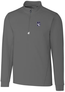 Cutter and Buck Northwestern Wildcats Mens Grey Traverse Stretch Long Sleeve Qtr Zip Pullover