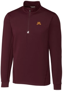Cutter and Buck Minnesota Golden Gophers Mens Red Traverse Stretch Long Sleeve Qtr Zip Pullover