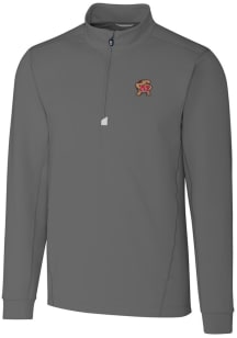 Cutter and Buck Maryland Terrapins Mens Grey Traverse Stretch Long Sleeve Qtr Zip Pullover