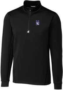 Cutter and Buck Northwestern Wildcats Mens Black Traverse Stretch Long Sleeve Qtr Zip Pullover