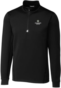 Cutter and Buck Colorado State Rams Mens Black Traverse Stretch Long Sleeve Qtr Zip Pullover