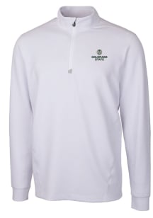 Cutter and Buck Colorado State Rams Mens White Traverse Stretch Long Sleeve Qtr Zip Pullover