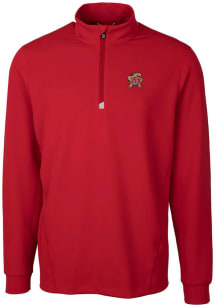 Cutter and Buck Maryland Terrapins Mens Red Traverse Stretch Long Sleeve Qtr Zip Pullover