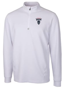 Cutter and Buck Howard Bison Mens White Traverse Long Sleeve Qtr Zip Pullover