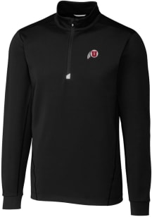 Cutter and Buck Utah Utes Mens Black Traverse Stretch Long Sleeve Qtr Zip Pullover