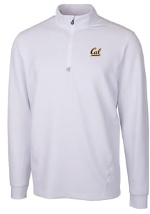 Cutter and Buck Cal Golden Bears Mens White Traverse Long Sleeve Qtr Zip Pullover