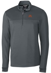 Cutter and Buck Minnesota Golden Gophers Mens Grey Traverse Stripe Stretch Long Sleeve Qtr Zip Pul..